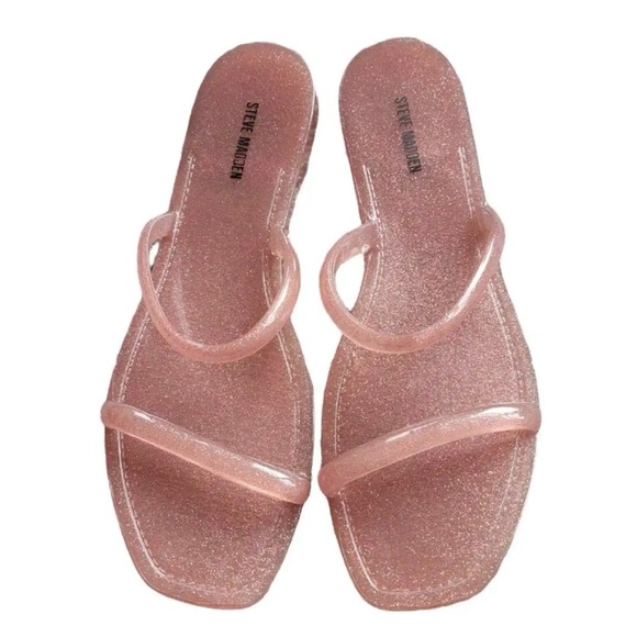 Steve Madden Sandals Pike Pink Glitter Jelly Slip - Picture 1 of 8